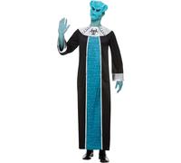 Smiffys Alien Lord Collection, Blue with Robe & EVA Mask, Halloween Space Fancy Dress, Alien Dress Up Costumes