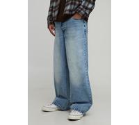 Mens Blue Baggy Rigid Washed Jeans, Blue 34R
