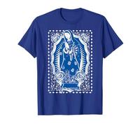 Mens Blue Bandana Paisley Print Virgin Mary Clothing Tee T-Shirt