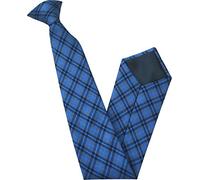 Men's Blue, Black & Grey Tartan Check Clip On Neck Tie