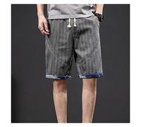 Men's Blue Black Shorts Summer Men's Mid-waist Denim Thin Shorts Elastic Five-point Pants