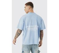 Mens Blue Boxy Overdyed Heavyweight Graphic T-shirt, Blue S