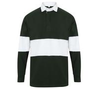 Mens BLUE BURGUNDY or WHITE Panelled Striped Long Sleeve Rugby Shirt