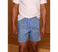 Men's Blue Cotton Floral Lounge Shorts - Size: Small - Savile Row Company