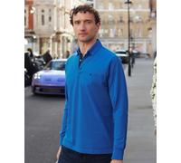 Men's Blue Cotton Pique Long Sleeve Polo Shirt - Size: Medium - Savile Row Company
