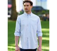 Men's Blue Cotton Poplin Classic Fit Stripe Button-Down Smart Casual Shirt - Size: XXL x Extra Long - 39" - Savile Row Company