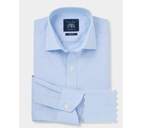 Men's Blue Cotton Prince of Wales Check Slim Fit Formal Shirt - Single Cuff - Size: 16.5" x Standard - 35" - Savile Row Company