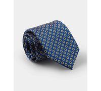 THE SAVILE ROW COMPANY LONDON Men's Luxury Silk Tie Necktie - Blue Yellow Foulard