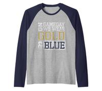 Mens Blue Gold Game Day Group School Tournament Team Cheerleaders Raglan Baseball Tee