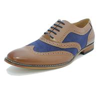 Mens Blue Micro Suede Tan Leather Lined Lace Up Smart Casual Brogues Shoes Size 10