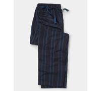 Men's Blue Navy Brushed Cotton Twill Stripe Lounge Pants - Size: XL - Savile Row Company