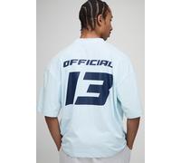 Mens Blue Oversized Boxy Official T-Shirt with Extended Neck, Blue XL