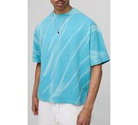 Mens Blue Oversized Boxy Smoke Wash T-Shirt, Blue XL