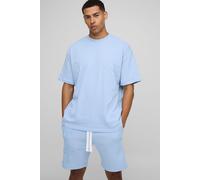 Mens Blue Oversized Cross Applique T-Shirt & Short Set, Blue XS
