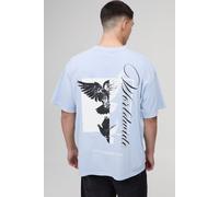 Mens Blue Oversized Dove Worldwide Back Print Washed T-shirt, Blue S