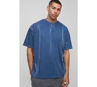Mens Blue Oversized Smoke Wash T-Shirt, Blue M
