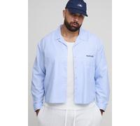 Mens Blue Plus Oversized Boxy Health Club Stripe Long Sleeve Shirt, Blue 4XL