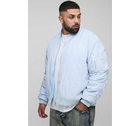Mens Blue Plus Peached Embroidered MA1 Bomber Jacket, Blue 2XL