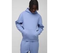 Mens Blue Regular Fit Over The Head Basic Hoodie, Blue L