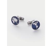 THE SAVILE ROW COMPANY LONDON Men's Rhodium Plated World Map Cufflinks