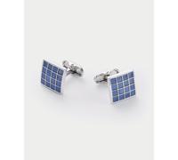 THE SAVILE ROW COMPANY LONDON Men's Rhodium Plated Blue Multi Square Cufflinks