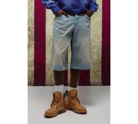 Mens Blue Rigid Dirty Wash Denim Jorts, Blue 32