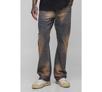 Mens Blue Tall Extreme Tinted Stonewash Flared Jeans, Blue 32