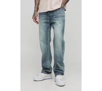 Mens Blue Tall Straight Leg Extreme Washed Woven Tab Jeans, Blue 34