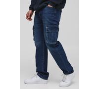 Mens Blue Tall Straight Rigid Cargo Jeans, Blue 30