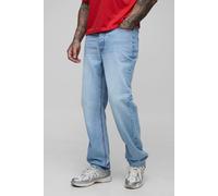 Mens Blue Tall Straight Rigid Contrast Stitch Jeans, Blue 38