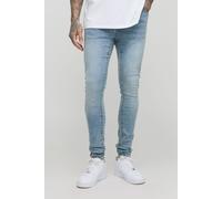 Mens Blue Tall Super Skinny Stretch Extreme Washed Skinny Jeans, Blue 30