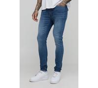 Mens Blue Tall Super Skinny Stretch Extreme Washed Skinny Jeans, Blue 32