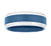 Men's Blue Wedding Band 8mm Stainless Steel with Frozen Satin Finish Modern & Unique for Him with Multiple RingSize, metal, no gemstone