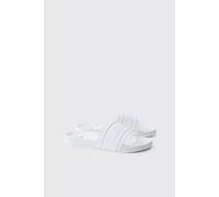 Men's BM Autograph Sliders | White | Size 10 | BOOHOOMAN