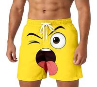 Men's Board Shorts Funny Emoji Print Swimwear Trunks Mens Trendy 2026 Holiday Hawaiian Vacation Novelty Beach Shorts with Pockets Drawstring Casual Summer Elasticated Waist Boardshorts Plus Size S-5XL