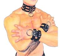 Men's Body Chest Harness Belt Strap with Collar, Adjustable PU Leather Gothic Punk Chest Harness Bondage Belt with Choker, BDSM SM Cosplay Costume Bar Nightclub Fetish Clubwear Party Club Masquerade