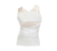 Men's Body Vest Europe and The United States High Elastic Mesh Cloth Thin Corset Plastic Chest Belly Shape Wear Top (White, XL)