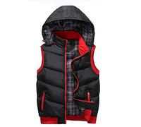 Men's Body Warmer Sleeveless Vest Stand Collar Waistcoat Polyester Jacket with Zipper Pockets Black