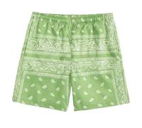 Men's Boho Paisley Graphic Summer Shorts - Cool Beach Print, Drawstring Waist, Lightweight Cotton Blend, Retro 2025 Style for Music Festivals or Holidays#g Green