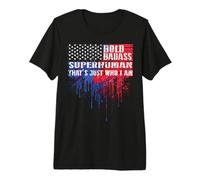 Mens Bold Badass Superhuman Dad Grandpa Fathers Day July 4th Premium T-Shirt