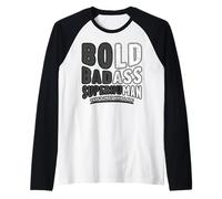 Mens Bold Badass Superhuman Funny Dad Grandpa Father's Day Raglan Baseball Tee
