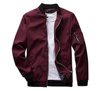 Men's Bomber Jacket Lightweight Blouson Flight Jacket Spring Transition Jacket Stand-Up Collar Varsity Jacket Sports Men's Functional Jacket Men's Winter Jacket Pay Attention to the Size Chart, red, M