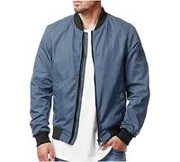 Mens Bomber Jacket Lightweight Casual Jacket Long Sleeve Baseball Collar Flight Jackets Plain Colour Regular Fit Windbreaker Coats Spring Autumn Outwear with Pockets S-5XL