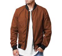 Mens Bomber Jacket Lightweight Casual Jacket Long Sleeve Baseball Collar Flight Jackets Plain Colour Regular Fit Windbreaker Coats Spring Autumn Outwear with Pockets S-5XL