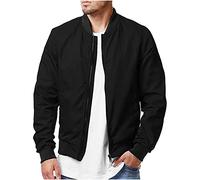 Mens Bomber Jacket Lightweight Casual Jacket Long Sleeve Baseball Collar Flight Jackets Plain Colour Regular Fit Windbreaker Coats Spring Autumn Outwear with Pockets S-5XL