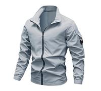 Men's Bomber Jacket, Lightweight Transition Jacket, Blouson Jacket with Full Zip, Stand-Up Collar, Flight Jacket, Very Large Sizes, Work Jacket, Checked Sweat Jacket, Simple, Versatile Outdoor Jacket