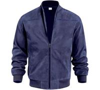 Men's bomber jacket Lightweight Vintage Casual Stylish with Zip College Jacket Men's OutdoorJacket Baseball Transition Jackets (Blue,XXL)