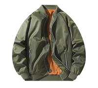 Men's Bomber Jacket, Men's Baseball Jacket, Long Sleeve Loose Fit Casual Simple Solid Color Coat Chic Classics Comfortable Fit Temperament Jackets
