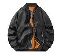 Men's Bomber Jacket, Men's Baseball Jacket, Long Sleeve Loose Fit Casual Simple Solid Color Coat Chic Classics Comfortable Fit Temperament Jackets