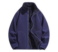 Mens Bomber Jacket Mens Essential Jacket Winter Fleece Lined Windproof Must Have Basic Coat for Every Man's Winter Wardrobe Foundation and Core Styling Work Fleece Dark Blue 5XL